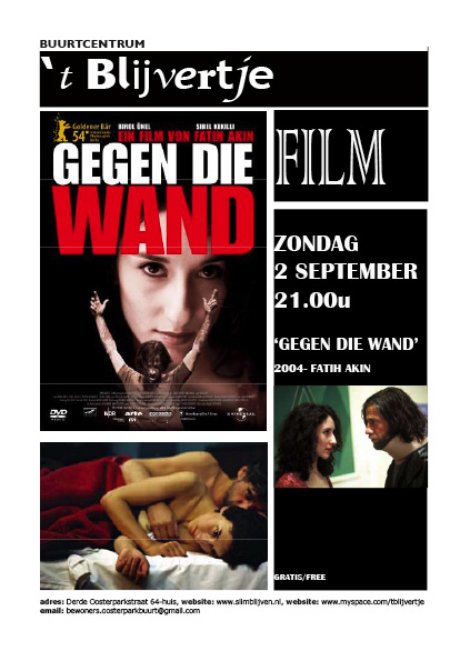 Film in 'tBlijvertje, zondag 2 september, 21.00u, gratis/free