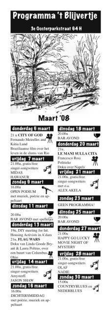 Programma 't Blijvertje maart 2008