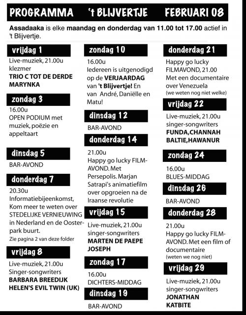 Programma 't Blijvertje in februari