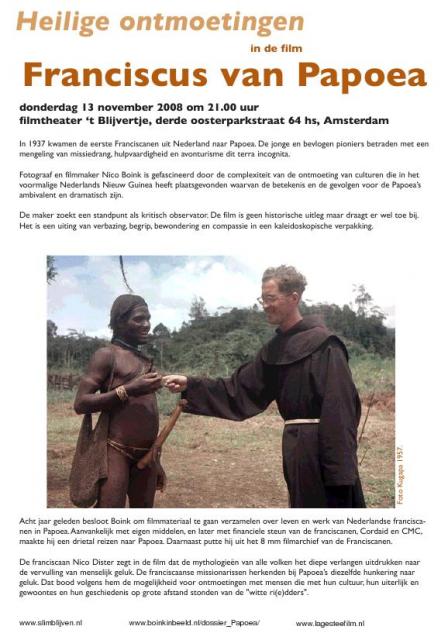 film-avond 13 november: Franciscaner missionarissen in Papoea: "Franciscus van Papoea" film-avond 13 november: Franciscaner missionarissen in Papoea: "Franciscus van Papoea"
